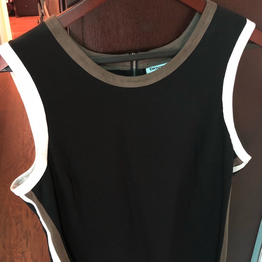 DKNYC Black sleeveless top with leather trim